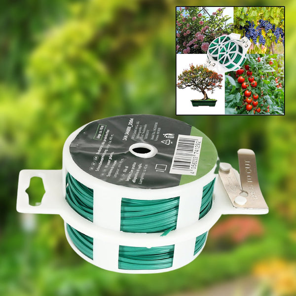 8747 Garden Wire, Sturdy Plant Ties for Support, Garden Ties with Cutter for Tomatoes Vines, Plant Wire Tie Wire for Indoor, Outdoor, Home and Office Use (50 Mtr)